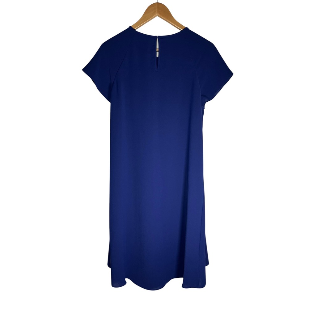 Adrianna Papell Dress Women 8 Cobalt Blue Ruffle Front Shift - Picture 4 of 11